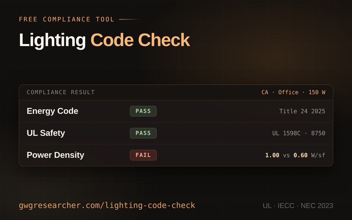 Lighting Code Check — commercial lighting compliance by state and fixture type
